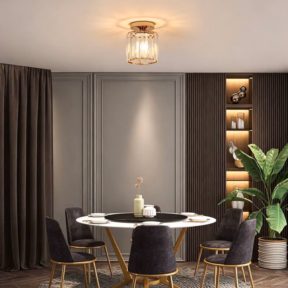 Goeco Modern Crystal Ceiling Light Chandelier in Gold/Brass for Hallway, Living Room or Kitchen – 2