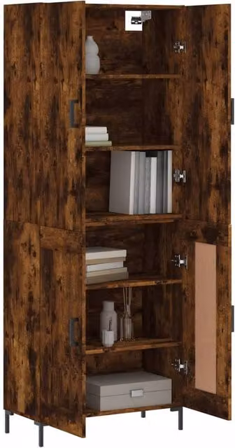 Berkfield Home Smoked Oak Highboard in Brown, W: 69.5 cm, D: 34 cm, H: 180 cm – 1