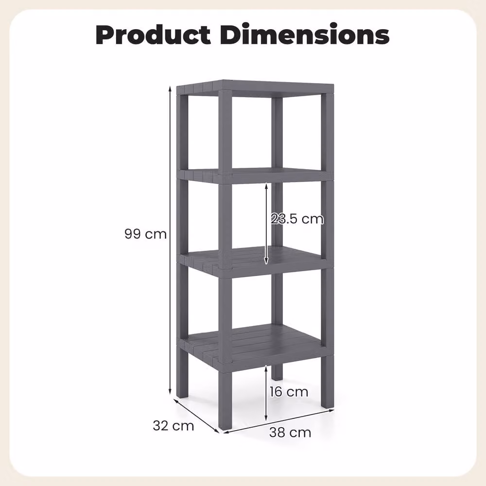 Costway 4-Tier Plastic Bathroom Storage and Display Rack in Grey – 2