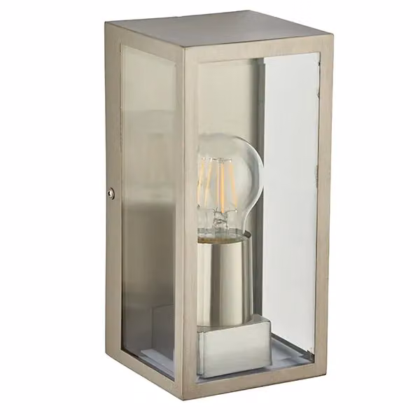 Netlighting Oxford Modern Outdoor Wall Light in Brushed Stainless Steel and Grey Glass, IP44, E27 – 2