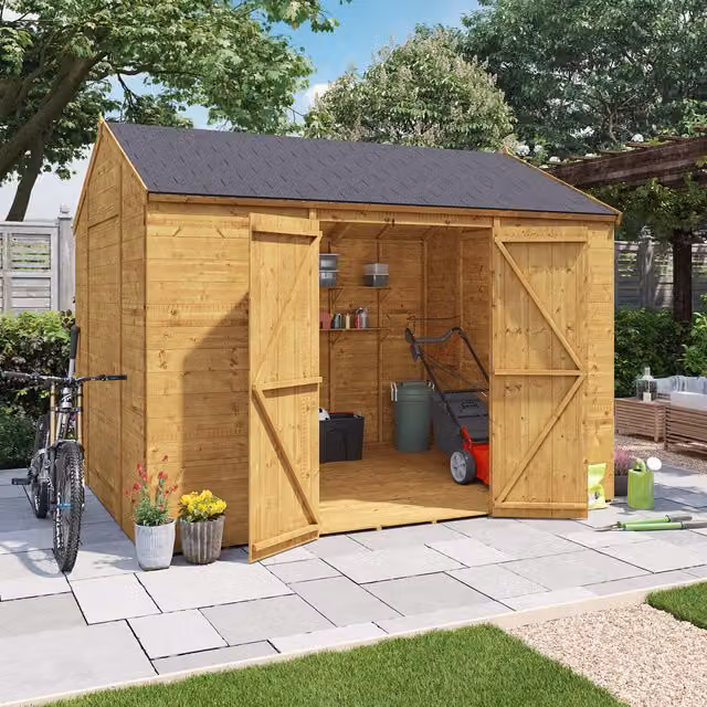 BillyOh Expert Tongue and Groove Reverse Apex Wooden Workshop in Brown