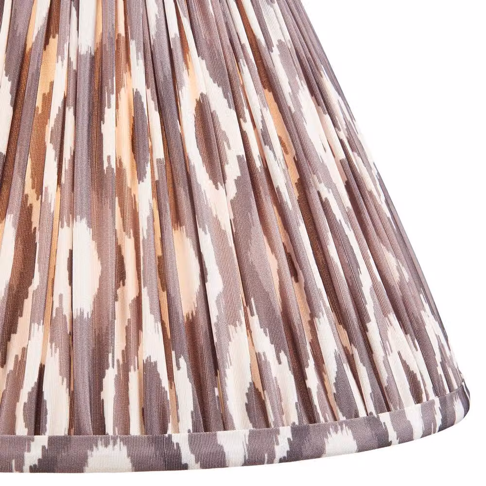 Netlighting Layered Leaf Ivory Table Lamp with Grey Fabric Ikat Shade and Gold/Brass Base, Diameter: 30 cm – 3