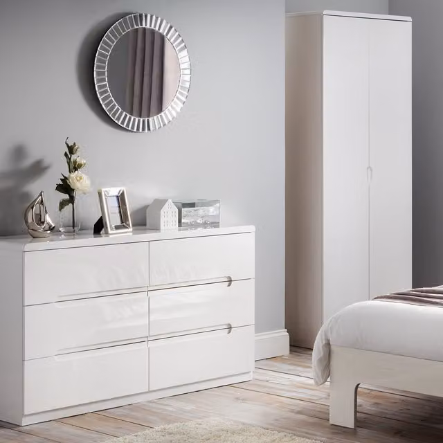 Julian Bowen Manhattan 6 Drawer Wide Chest in White High Gloss – 2