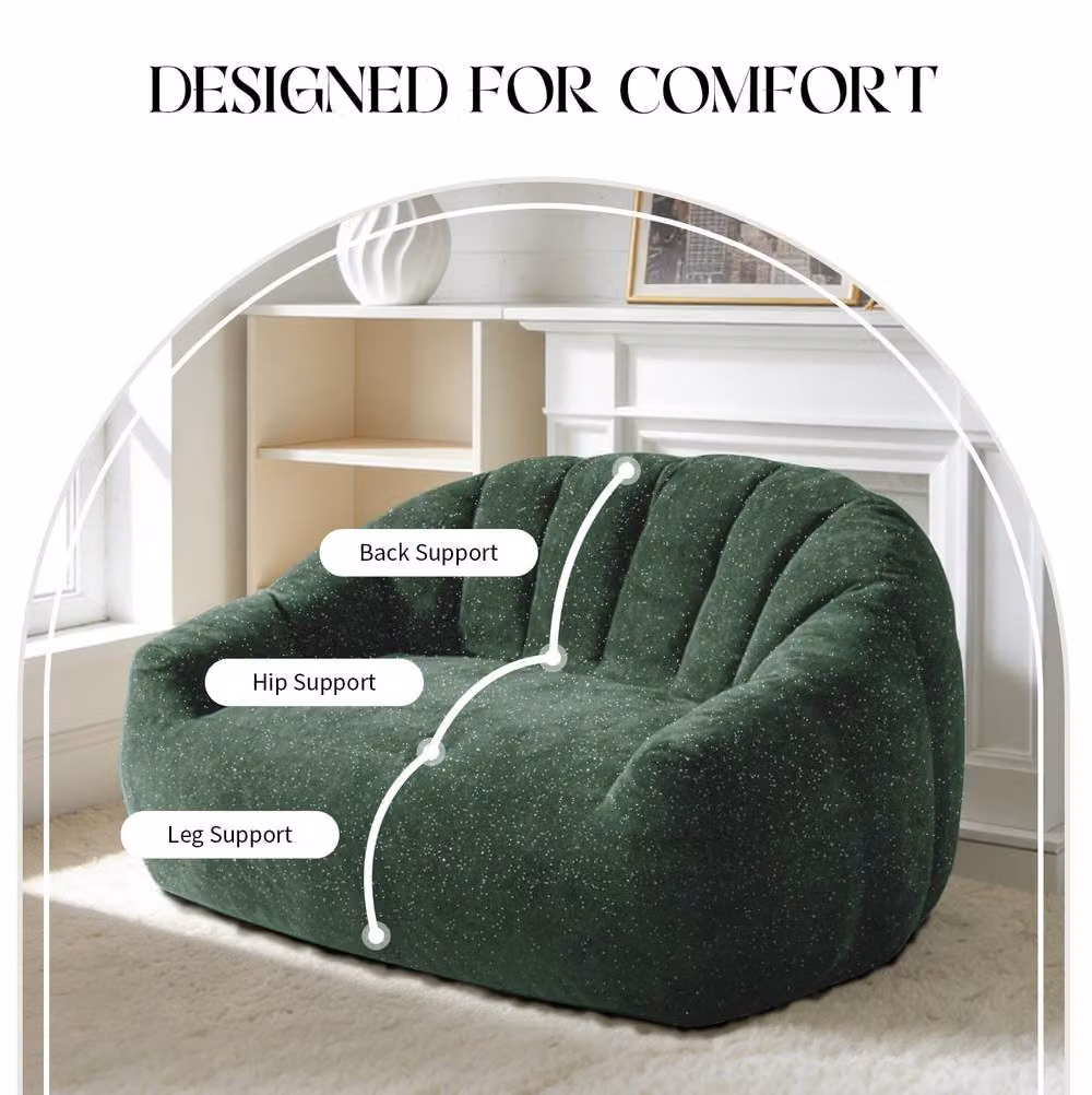 STILVORA Green 2 Seater Bean Bag Sofa with Foam Filling – 4