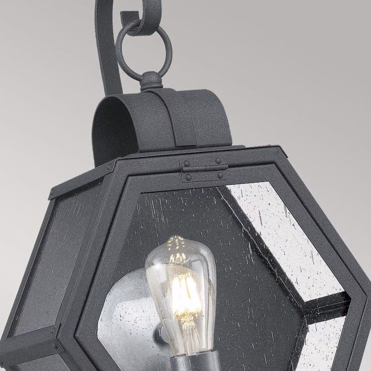 Quoizel Heath Outdoor Wall Lantern in Mottled Black and Bronze with Transparent Glass, IP44 Rated – 2