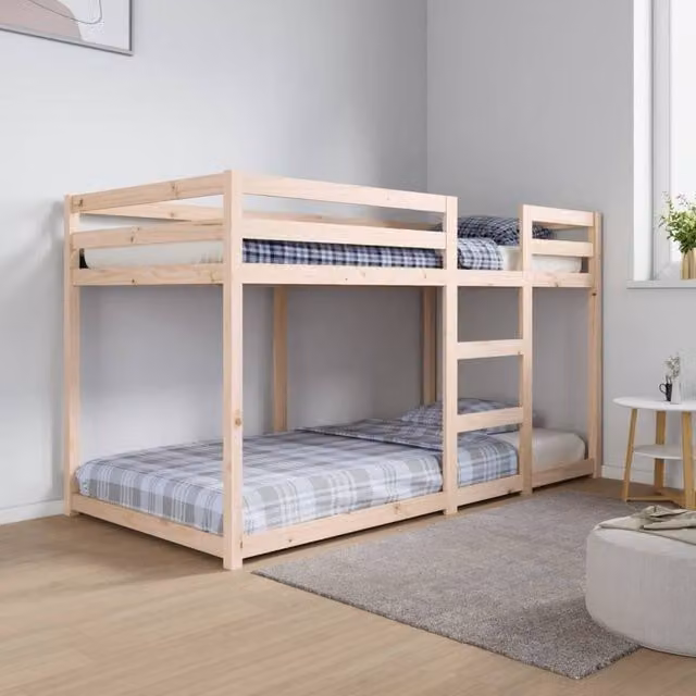 Berkfield Home Rustic Solid Wood Pine Bunk Bed in Brown, W/D/H: 90 x 190 cm