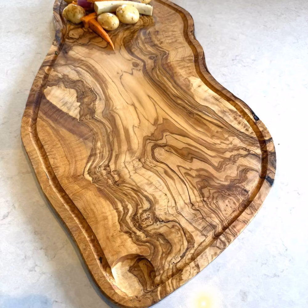 Verano Spanish Ceramics Brown Olive Wood Large Serving Board for Meat, Bread and Antipasti, Length: 65 cm – 5