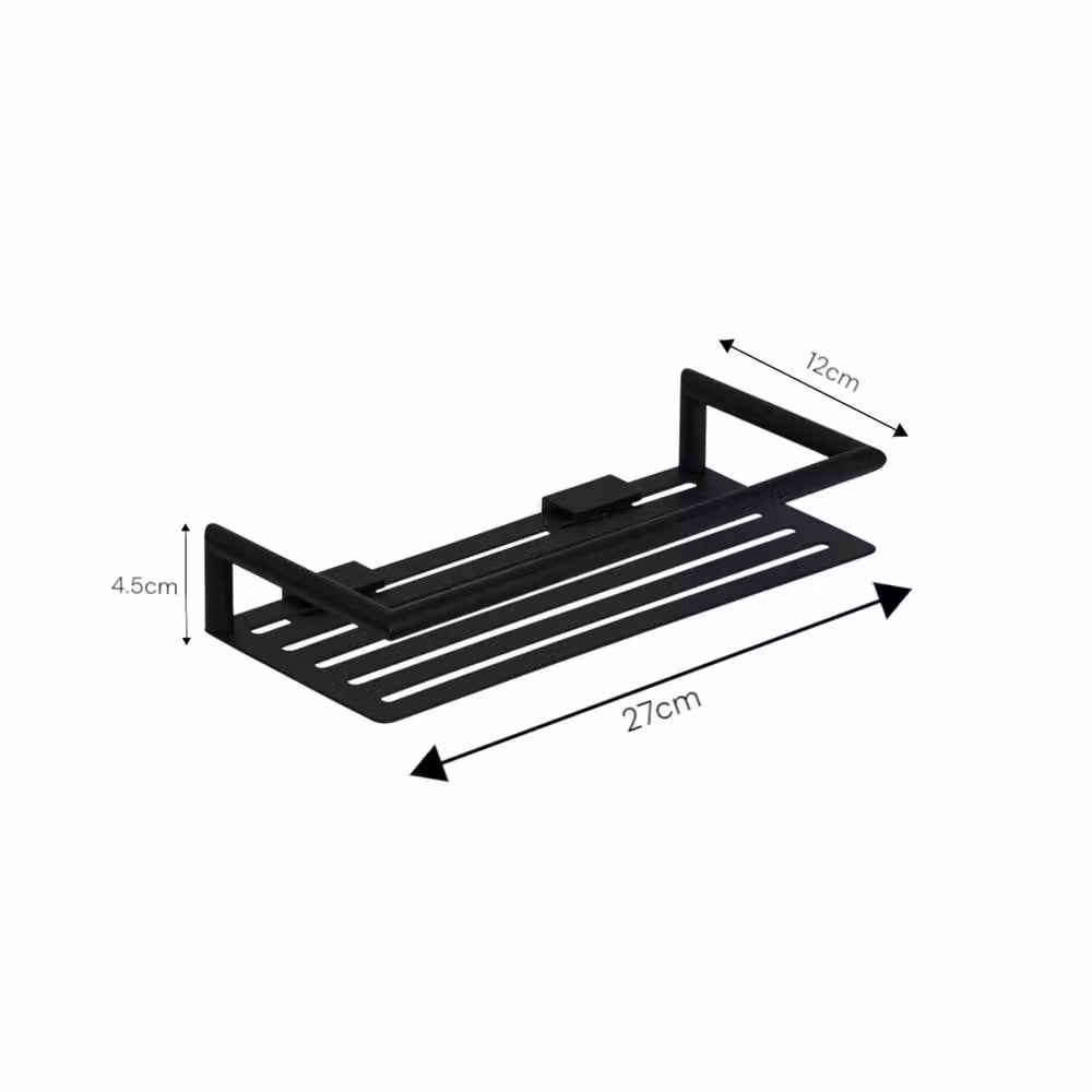 Showerdrape Verso Wall Mounted Stainless Steel Rectangular Shower Basket in Black – 3