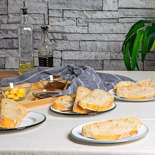 Argon Tableware Enamel Side Plates, Pack of 4, Black, Grey and White, Diameter: 20 cm – 2