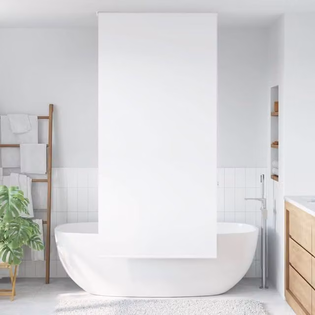 Berkfield Home White Opaque Shower Roller Blind, W: 130 cm, H: 240 cm