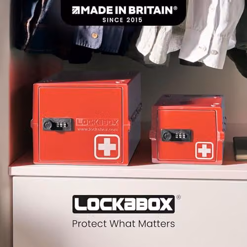 Lockabox Mini Small Lockable Storage Box with Combination Lock, Red, W/D/H: 22.3 x 15.4 x 12 cm – 5