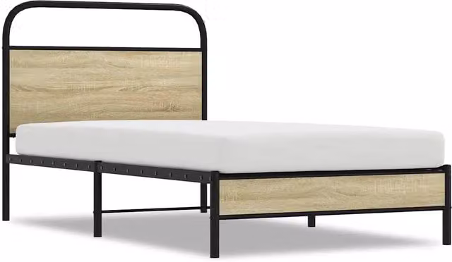 Berkfield Home Single Bed Frame in Sonoma Oak and Brown Engineered Wood, W/D/H: 90 x 190 cm – 1