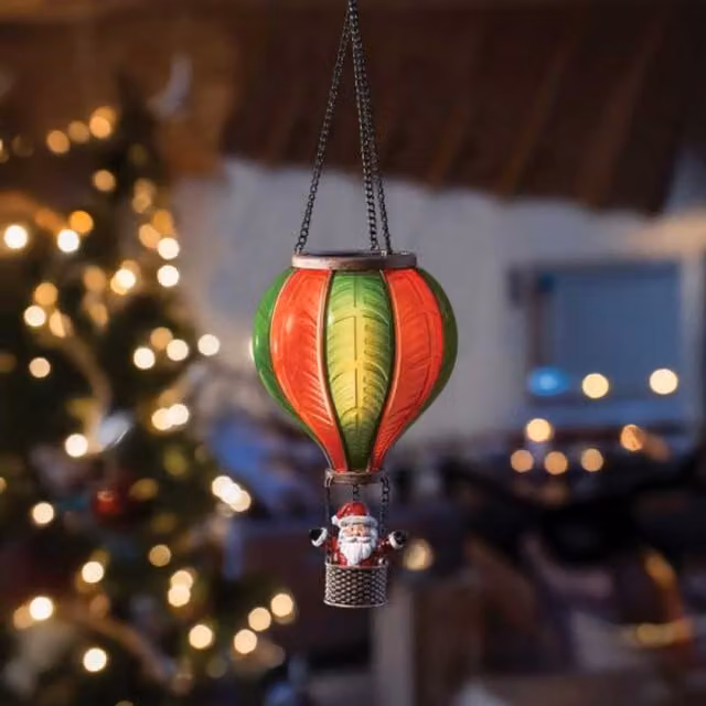 Samuel Alexander Red and White Light Up Santa Flaming Effect LED Tabletop Balloon, Diameter: 45 cm – 1