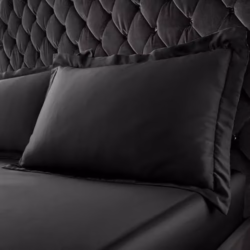 Catherine Lansfield Silky Soft Satin Oxford Pillowcase Pair, Black, W: 50 cm, H: 75 cm – 1