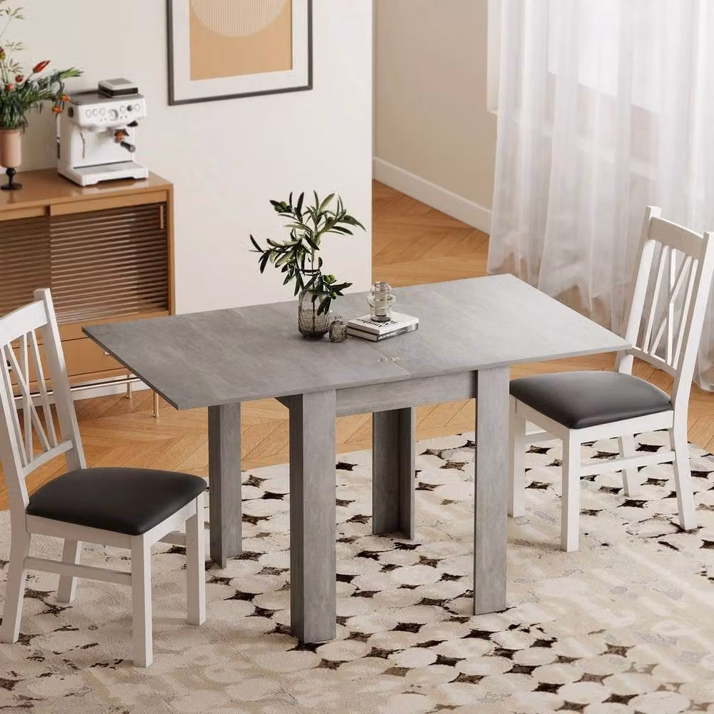 EONLION Grey Folding Drop Leaf Dining Table for Small Spaces – 2