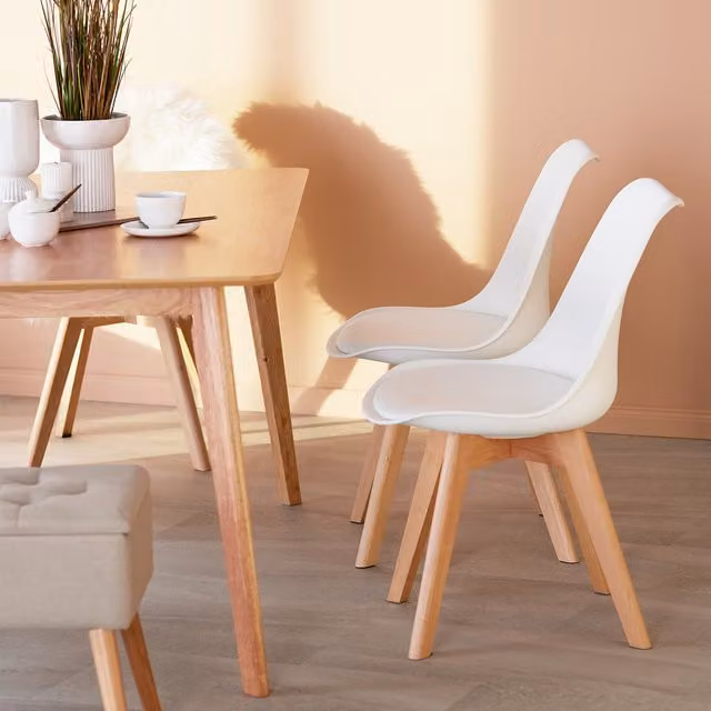 Set of 6 Tectake Frederikke Egg Dining Chairs in Black Fabric