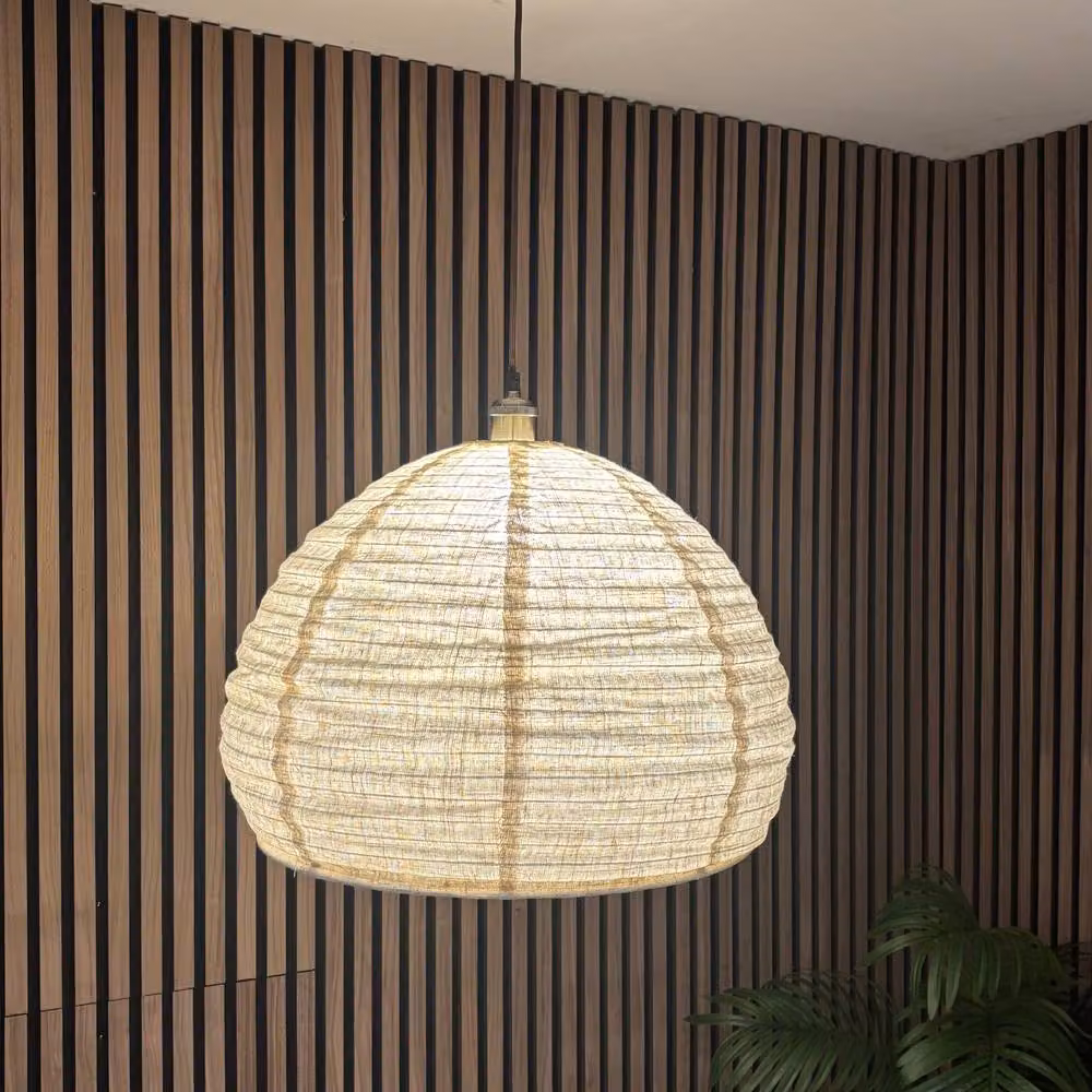 CGC Lighting Hester Oatmeal Linen Large Round Handmade Lampshade in Beige – 3