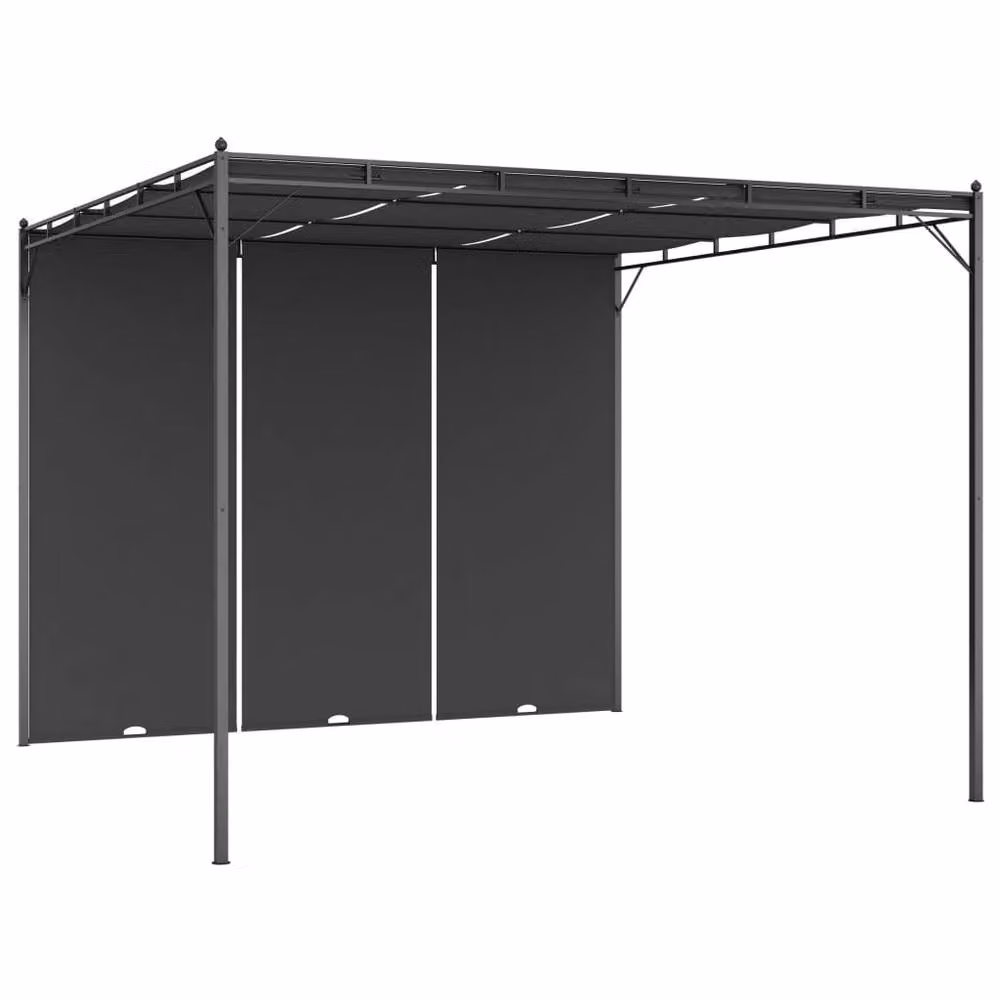 Berkfield Home Garden Gazebo with Side Curtain, Anthracite and Black, W: 300 cm, D: 300 cm, H: 225 cm – 2