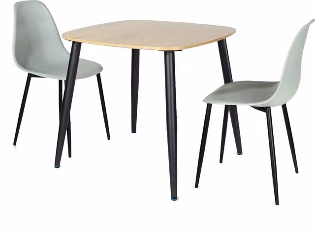 Core Products Aspen Light Oak Square Dining Set with 2 Grey Curve Chairs