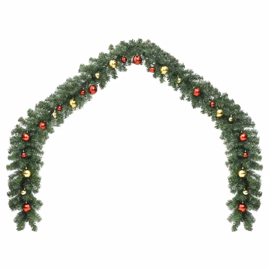 Berkfield Home Christmas Garland with Multicolour Baubles and LED Lights, Green, 10 m – 2