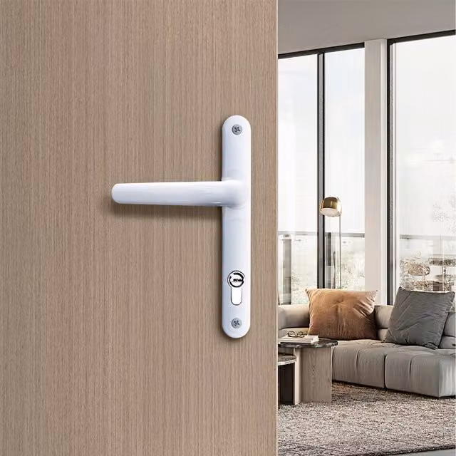 Livingandhome Pair of White Aluminium Alloy Door Handles without Lock Cylinder