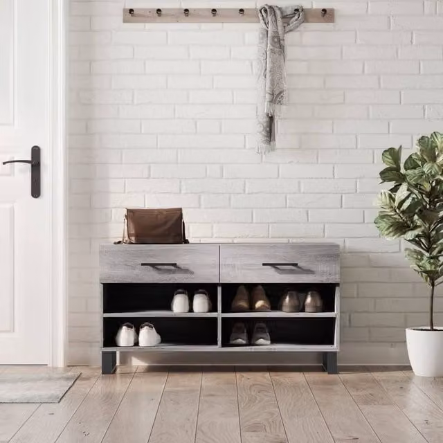 Berkfield Home Grey Sonoma Shoe Bench W/D/H: 102 x 35 x 55 cm