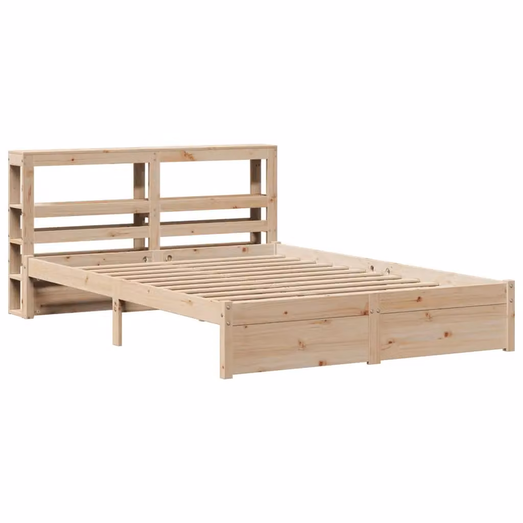 Berkfield Home Rustic Brown Solid Pine Bed Frame with Headboard and Side Compartments, W/D/H: 160 x 200 cm – 2