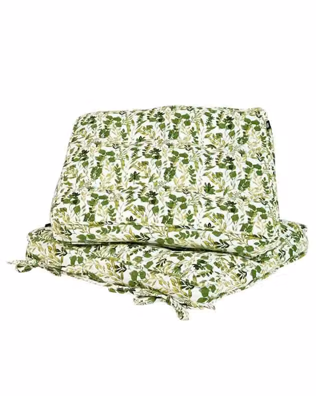 Dibor Set of 2 Green Square Quilted Outdoor Garden Chair Seat Pad Cushions, W/D: 45 x 45 cm – 2