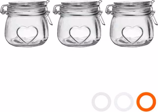 Nicola Spring Airtight and Leakproof Glass Storage Jars with Wire and Silicone, 0.5 l, Transparent and Yellow