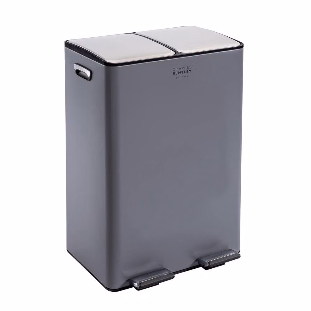 Charles Bentley Double Compartment Pedal Bin in Dark Grey with Removable Inner Buckets – 2