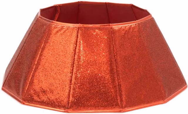 Christmas Village Glossy Red Diamond Christmas Tree Skirt with Silver and Gold Details, Diameter: 68 cm