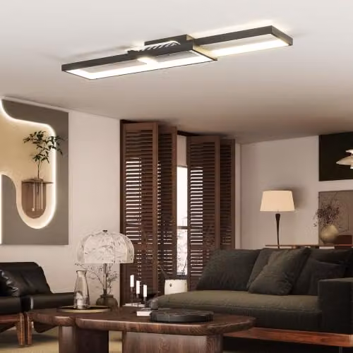 HOMCOM Modern Dimmable LED Ceiling Light with Remote Control, Black – 4