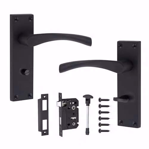 Golden Grace Victorian Astrid Mortise Bathroom Door Handles, Matt Black