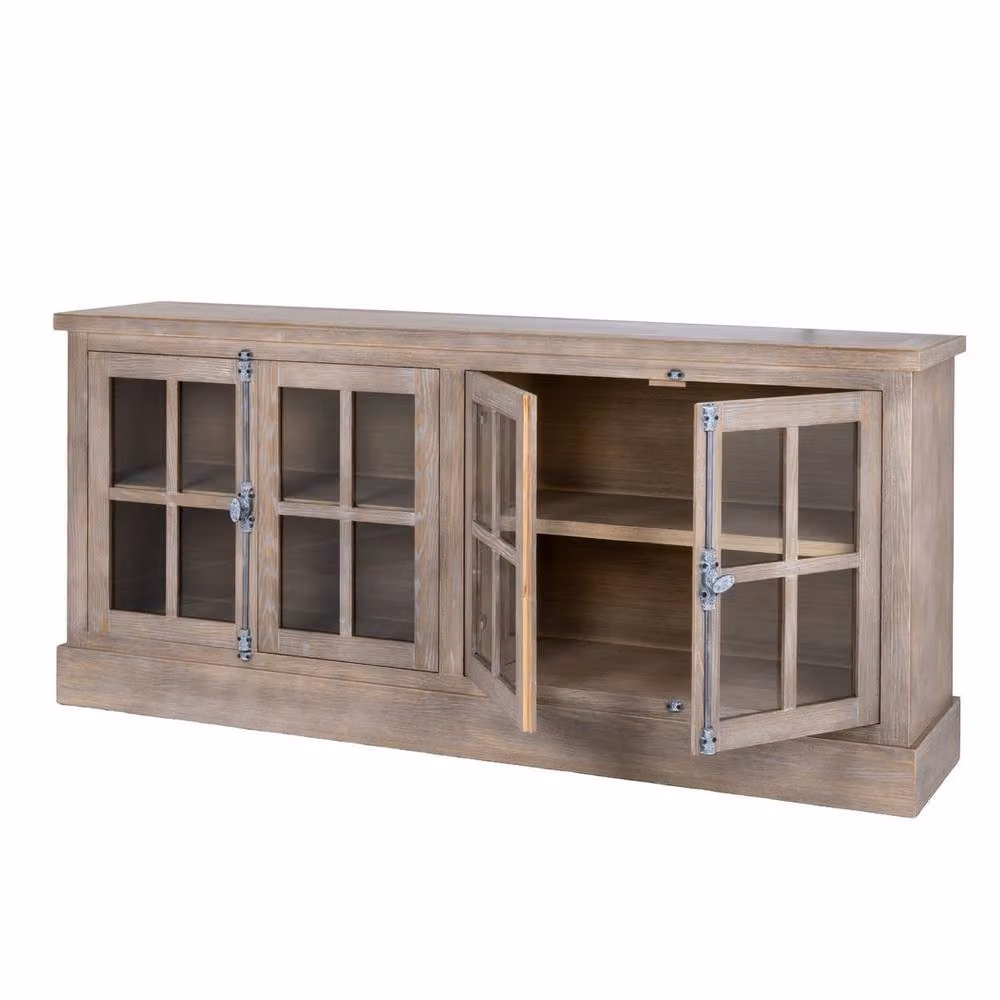 Lemon Pavilion Haldon Collection 4 Door Glazed Sideboard in Brown, W: 180 cm, D: 40 cm, H: 82 cm – 2