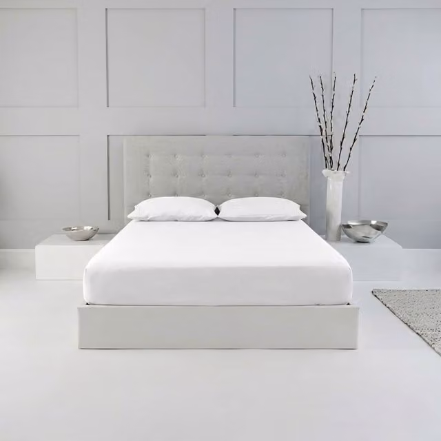 Snug City Double Polycotton Plain Dyed Extra Deep Fitted Sheet in White, 140 x 200 cm