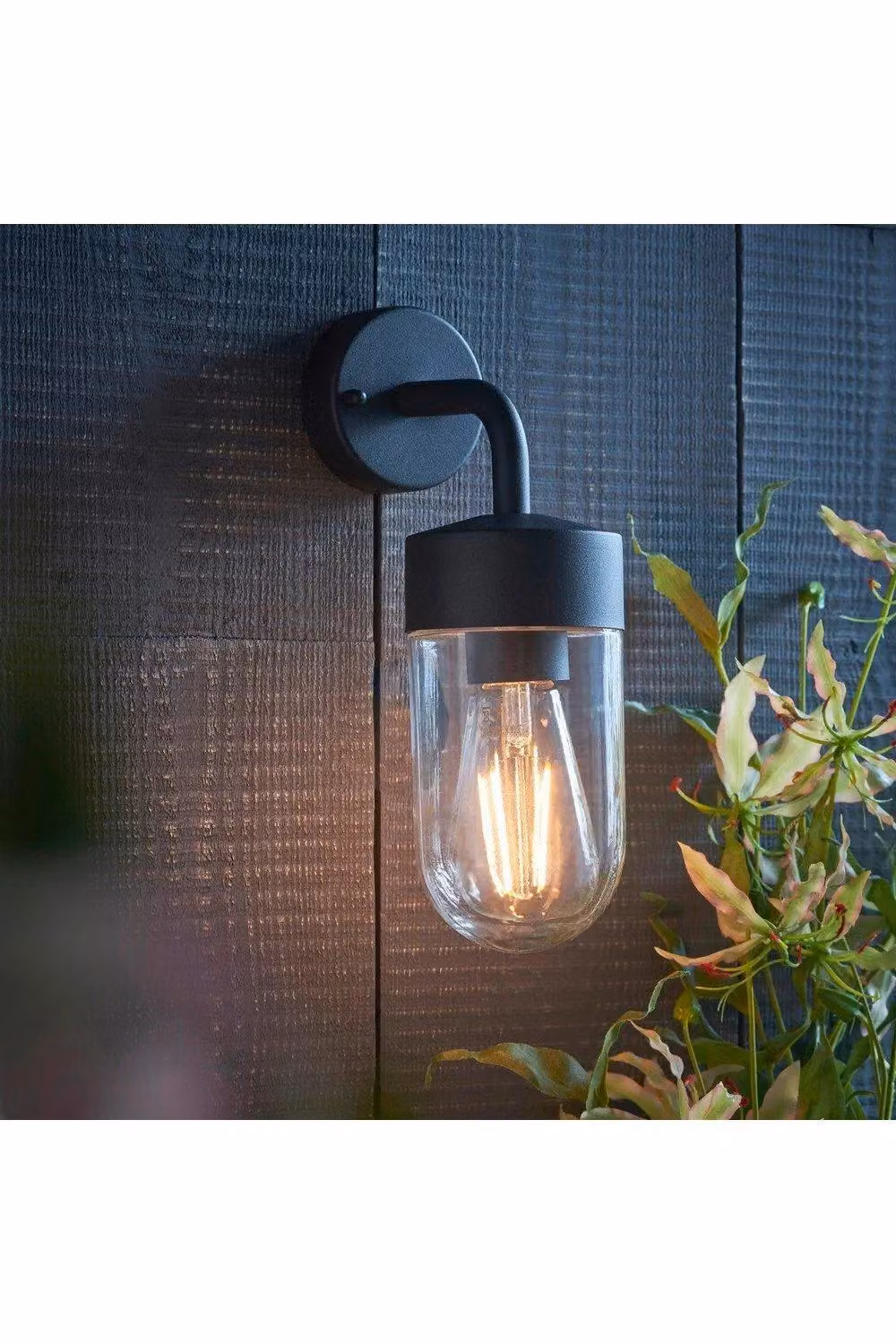 Netlighting North Outdoor Wall Light in Matt Black and Transparent Glass, IP44, E27 – 2