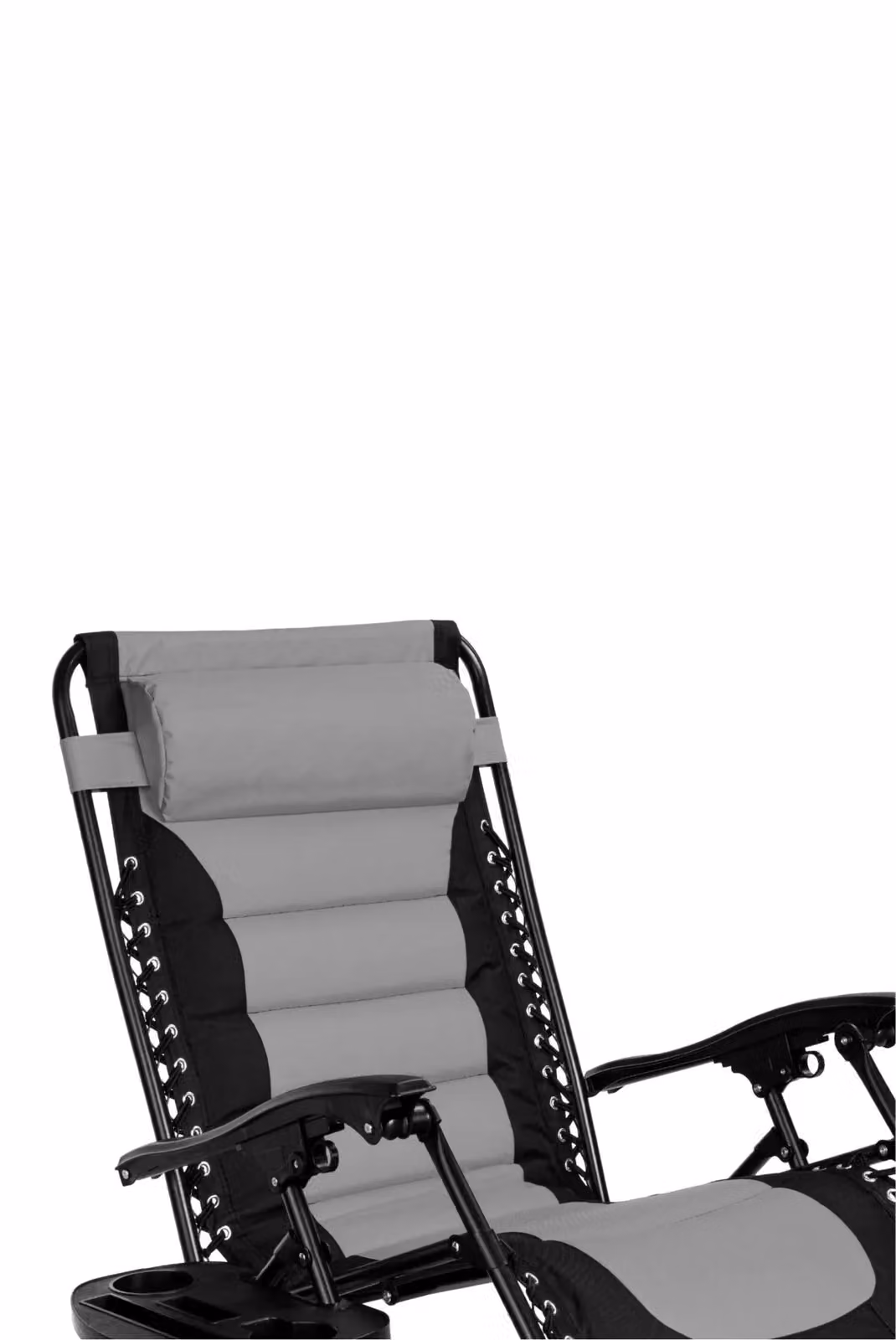 Groundlevel Luxury Gravity Garden Sun Lounger Relaxer Chair in Grey with Cup Holders and UV-Resistant Fabric – 4