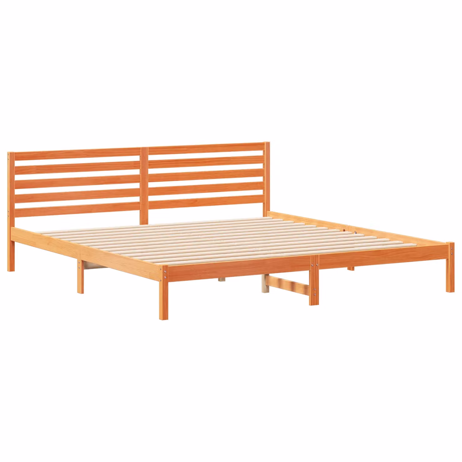 Berkfield Home Solid Pine Wood Bed with Headboard, Wax Brown, W/D/H: 200 x 220 cm – 2