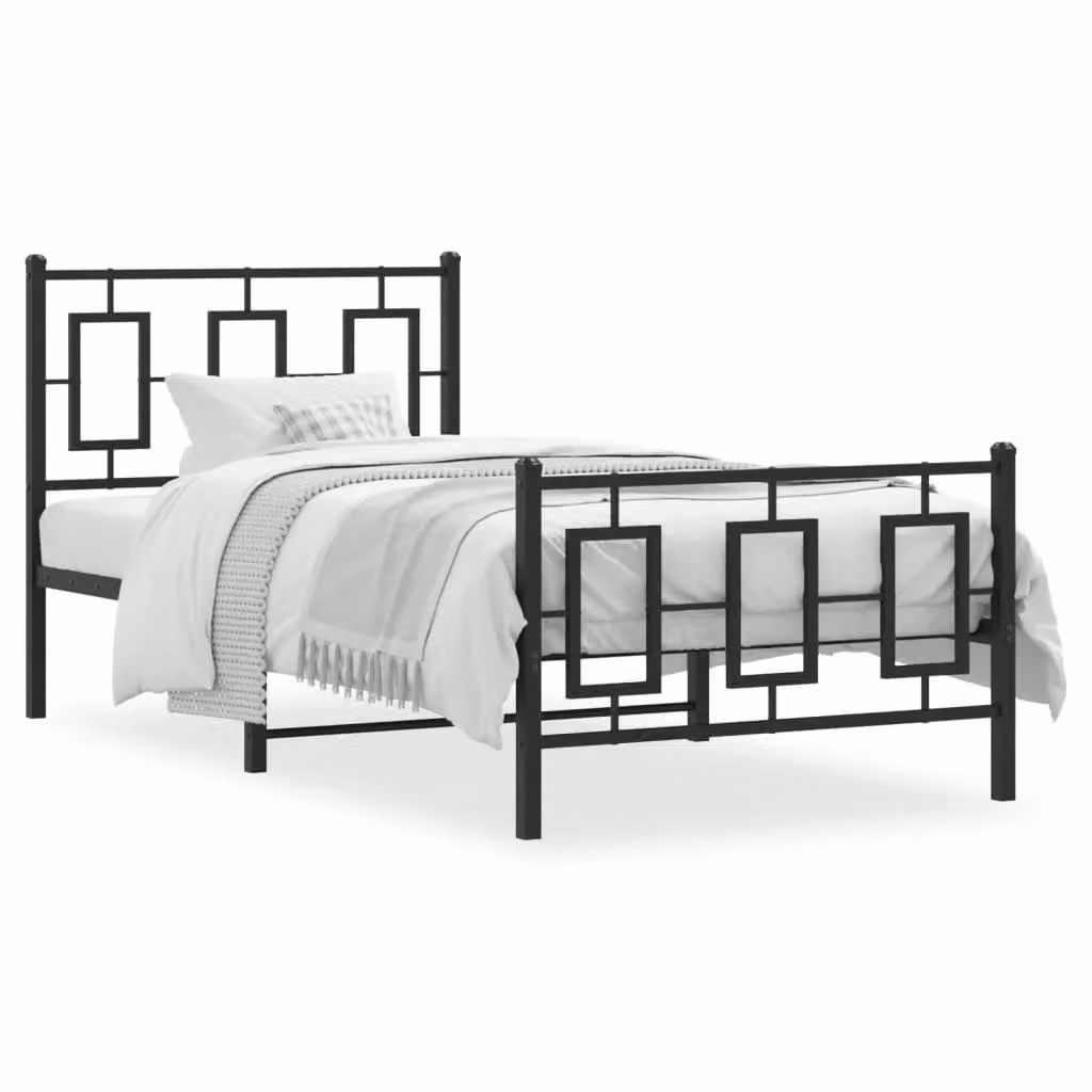 Berkfield Home Metal Bed Frame with Footboard in Black, W/D/H: 90 x 200 cm – 2