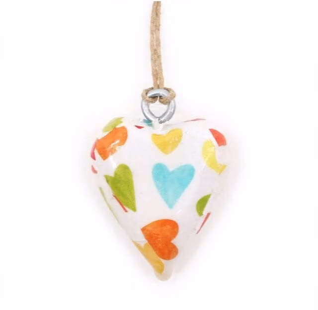 KDMD Multicolour Floral Wooden Heart Tabletop Decor