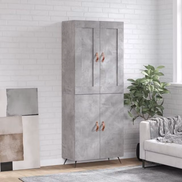 Berkfield Home Industrial Highboard in Concrete Grey, W/D/H: 69.5 x 34 x 180 cm – 1