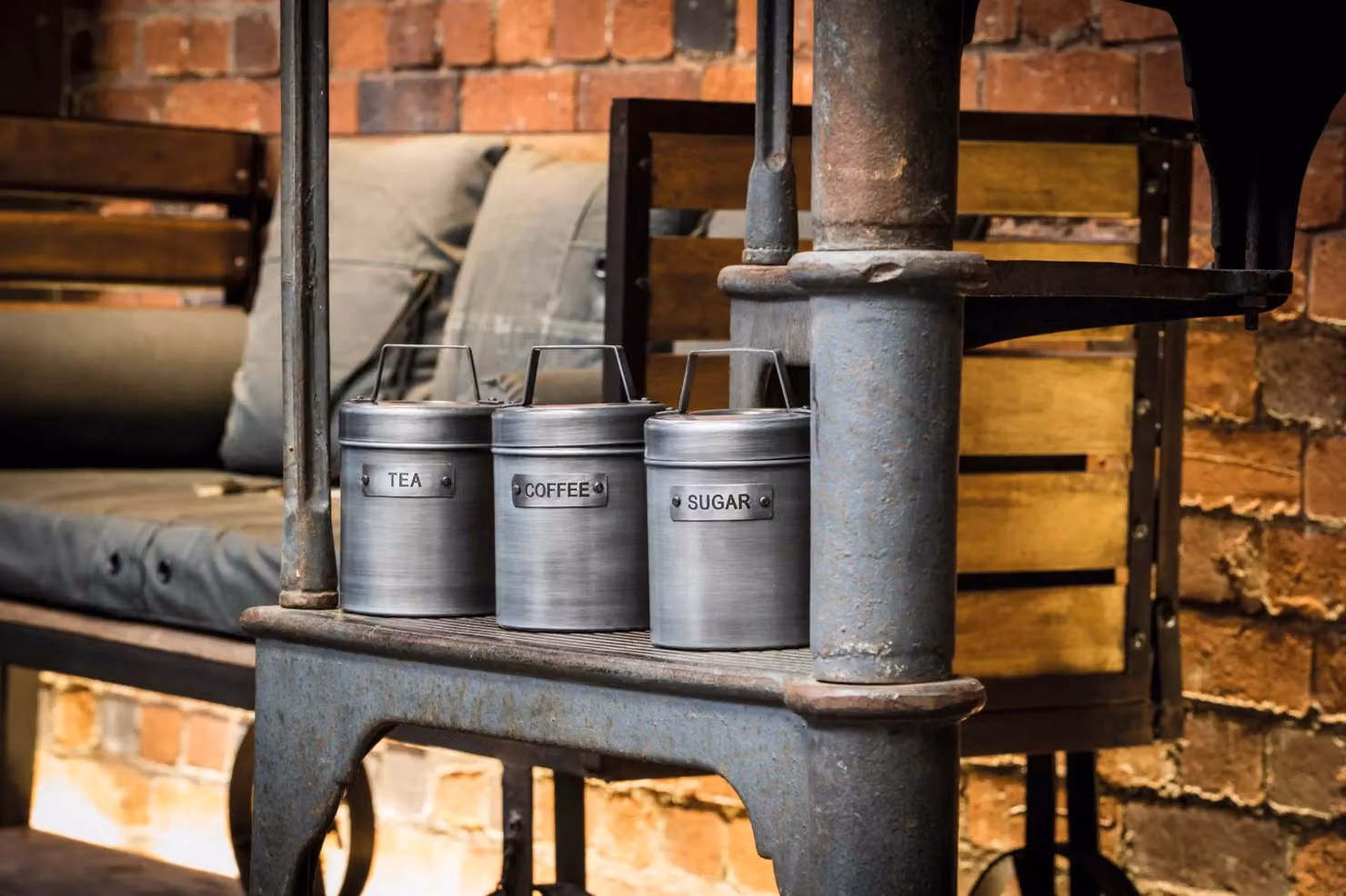 KitchenCraft Industrial Metal Tea, Coffee and Sugar Canister Set in Grey – 3