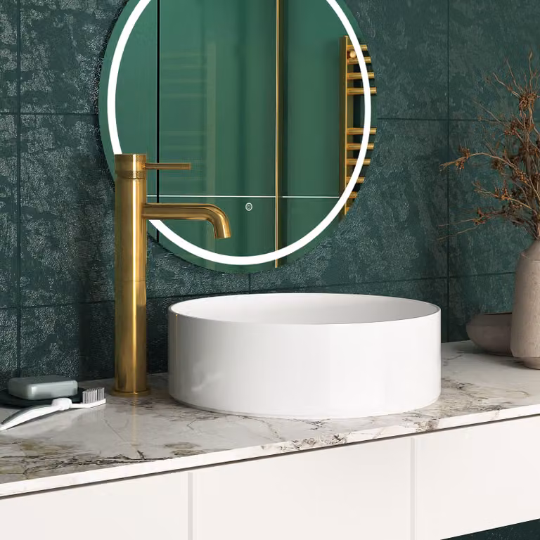 Royal Bathrooms Core Round High Rise Mono Basin Mixer Tap in Brushed Brass