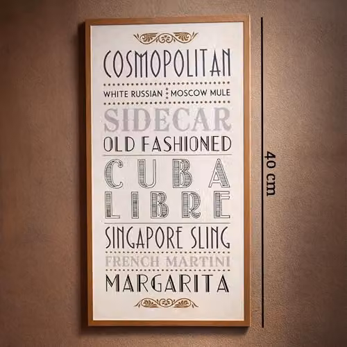 Orsina Cocktail Wall Plaque, Rustic White Wooden Sign with Multicolour Typography, W/D/H: 40 x 20 x 1 cm – 2