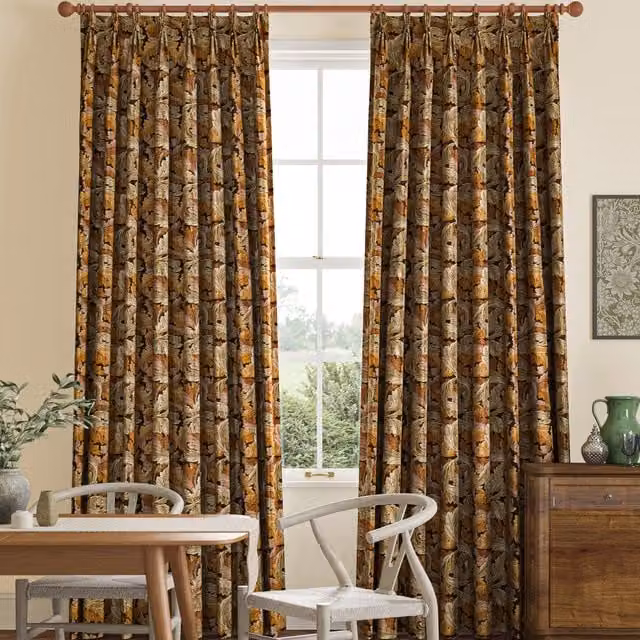 William Morris At Home Acanthus Floral Velvet Made to Measure Curtain in Brown