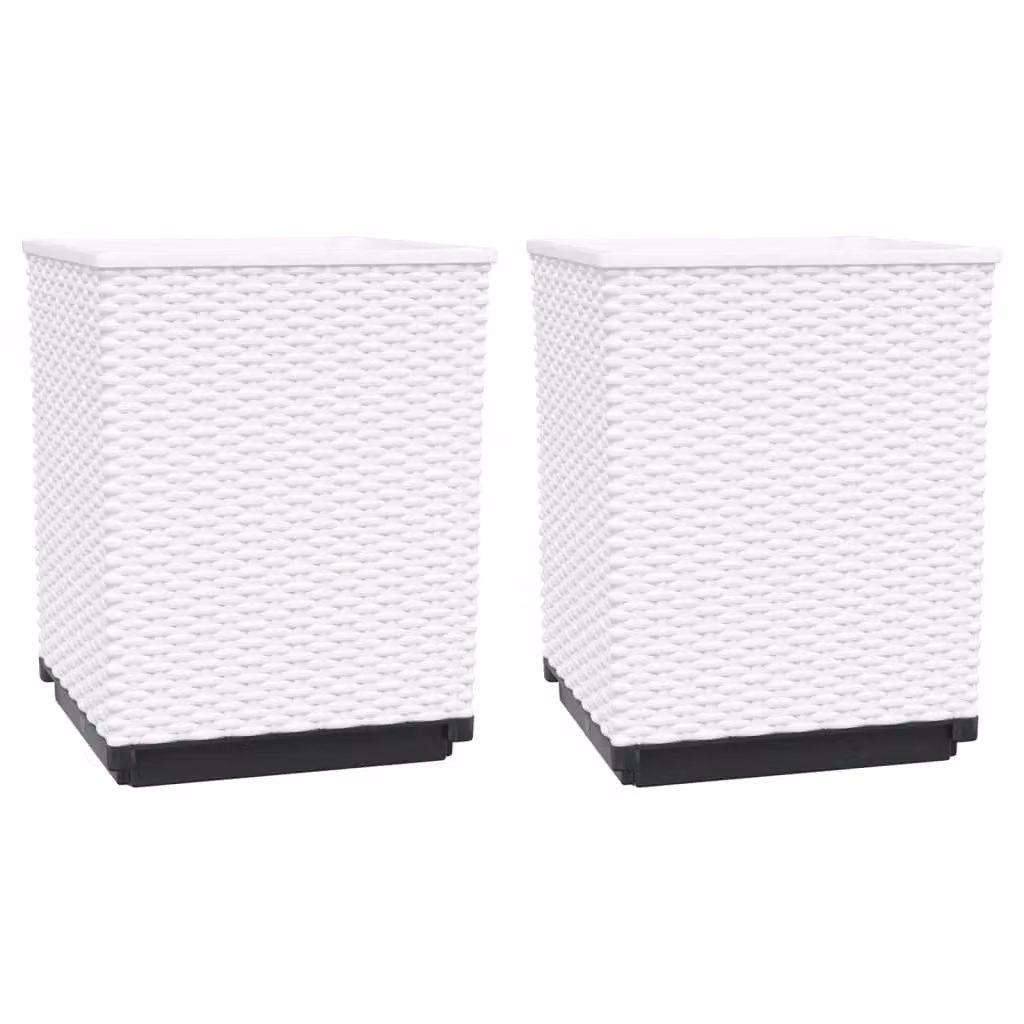 Berkfield Home White Polypropylene Planter Tub, 2 Pack, W/D/H: 30 x 30 x 37 cm – 2