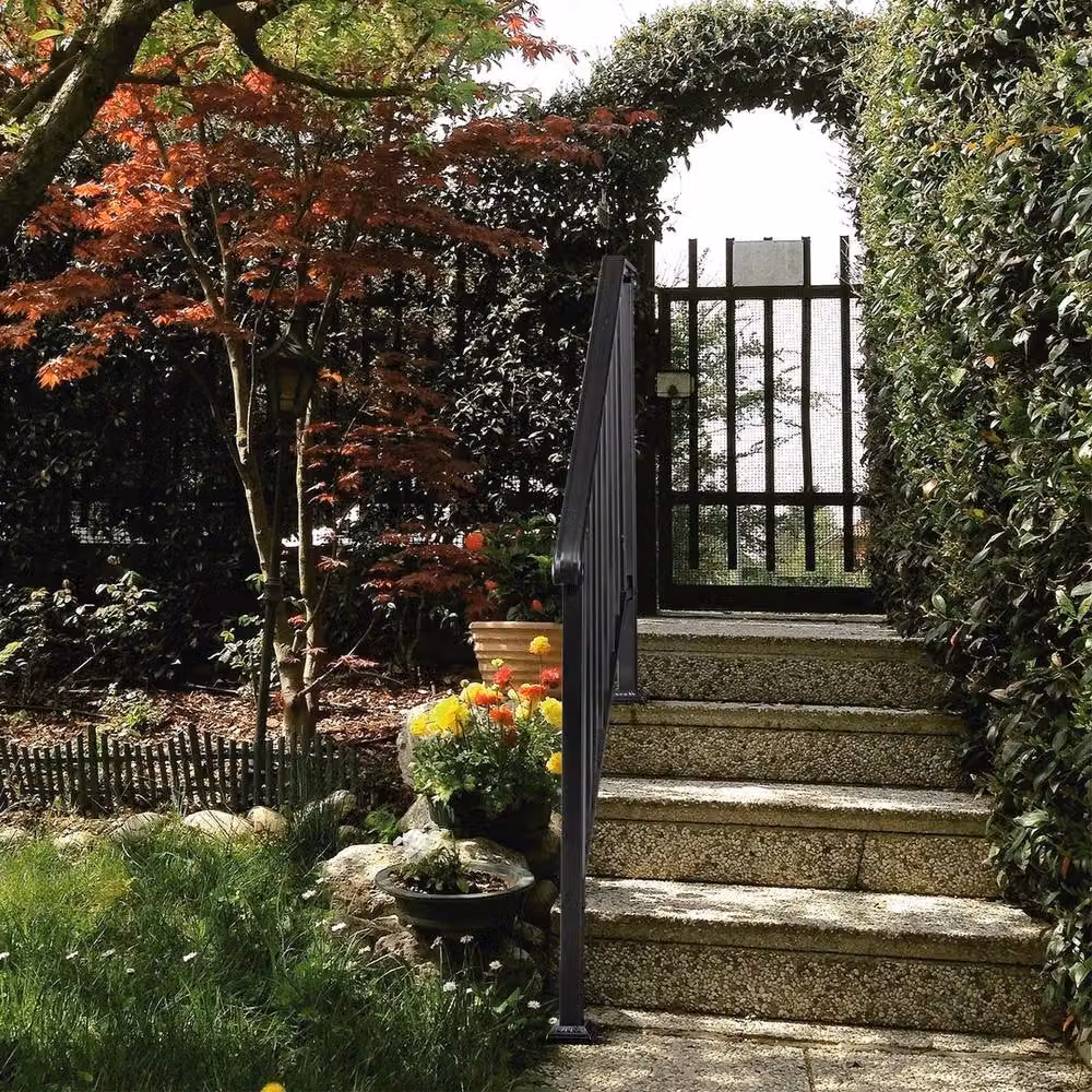 NESTLUNE Adjustable Iron Stairs Handrail in Matt Black – 4