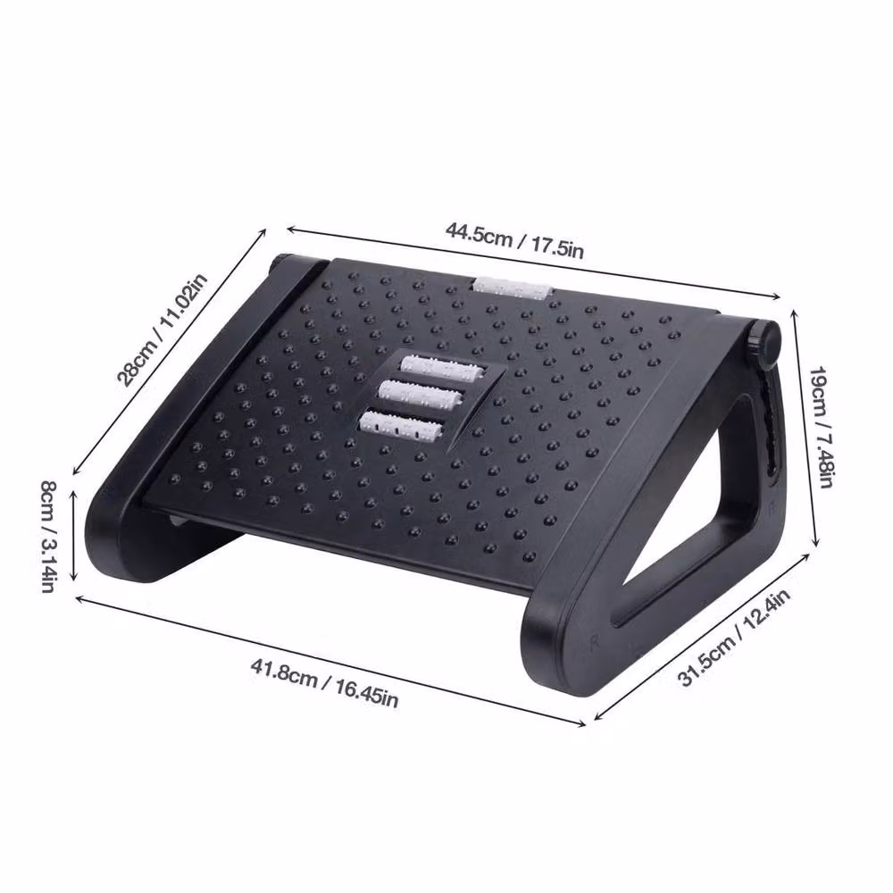 NESTLUNE Adjustable Under Desk Footrest in Black, W: 100 cm, D: 15 cm, H: 15 cm – 2