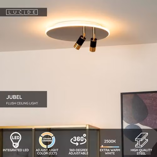 Lucide Jubel Dimmable LED Flush Ceiling Light, Grey, Diameter: 40 cm – 2