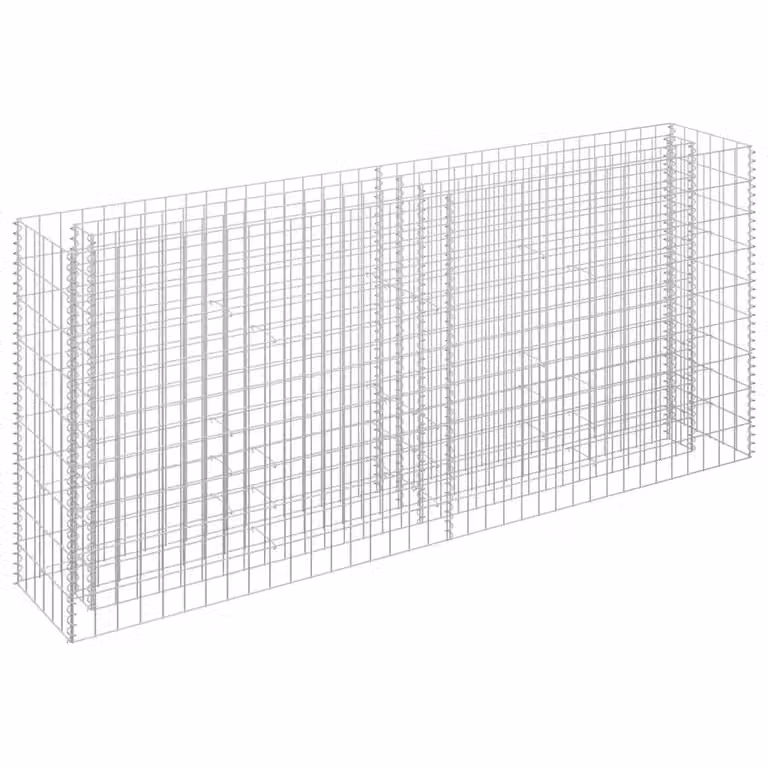 Berkfield Home Silver Galvanised Steel Stone Gabion Raised Bed, W: 180 cm, D: 30 cm, H: 90 cm